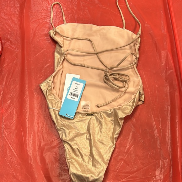 Beach Bunny Swimwear Luna Gold One Piece Swimsuit - Picture 3 of 4